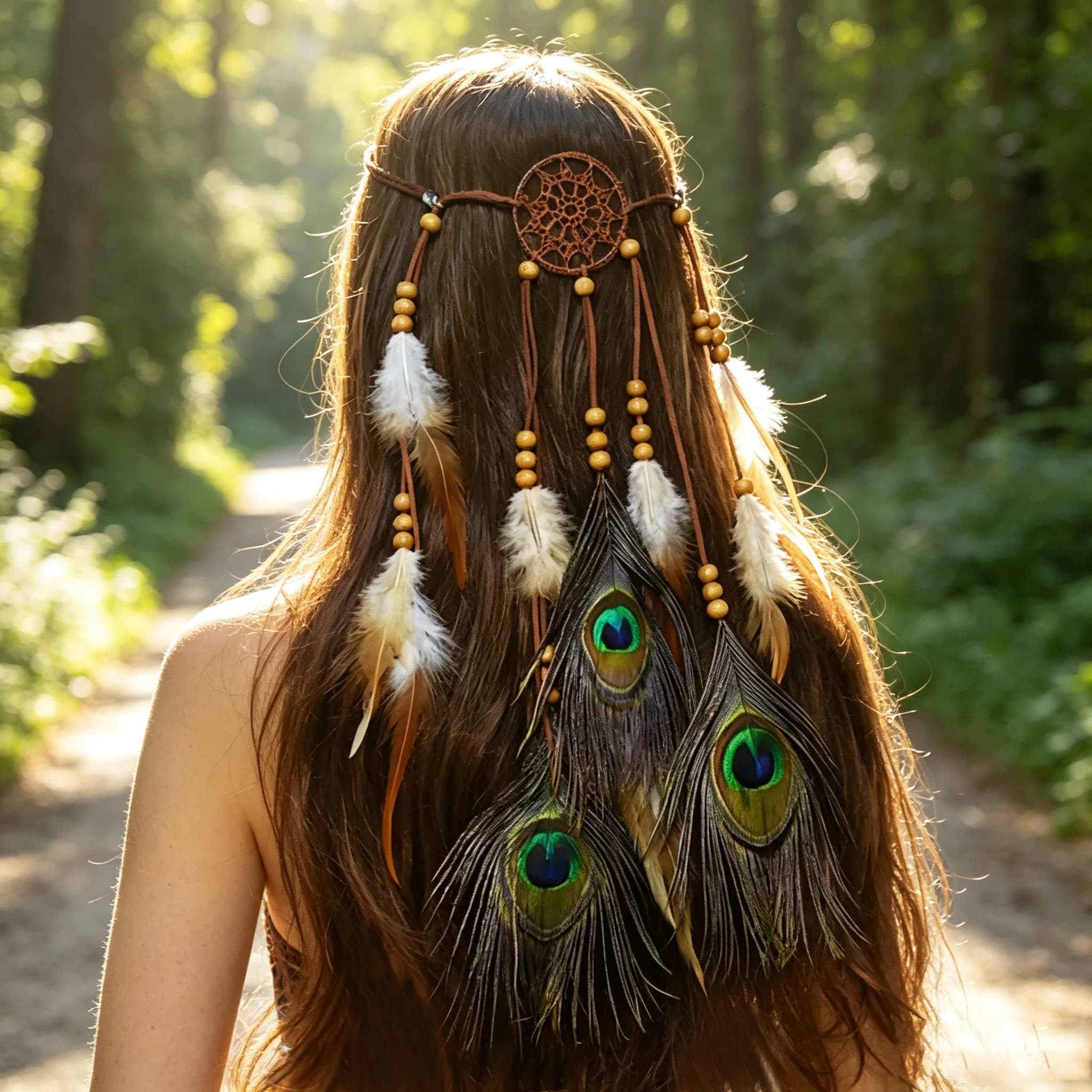 Bohemia Dreamcatcher Feather Tassel Headpiece Ethnic Fashion Jewelry for Women Vacation And Stage Performance