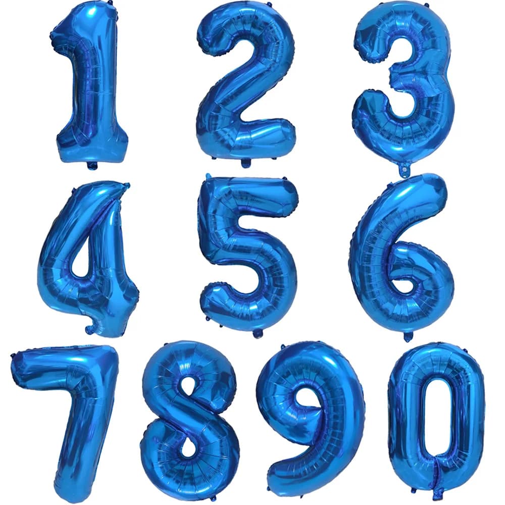 Palloncino blu con numeri grandi da 32 pollici 0 1 2 3 4 5 6 7 8 9 Palloncini per addio al nubilato con cifre di compleanno Figura Golob Decorazione per palloncini per feste