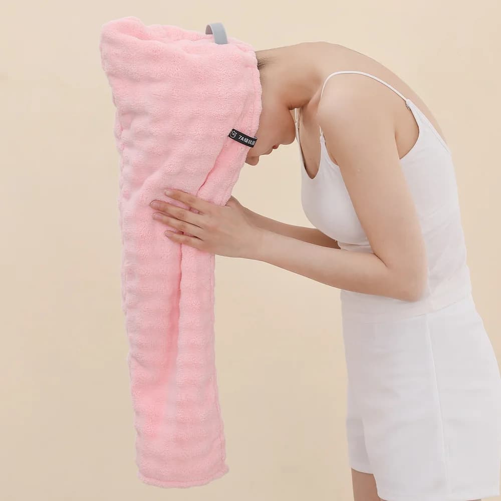 Soft towel for hair, shower hat for adult women, in coral fleece fabric, for hair care, towel/dryer for bathroom, home textile