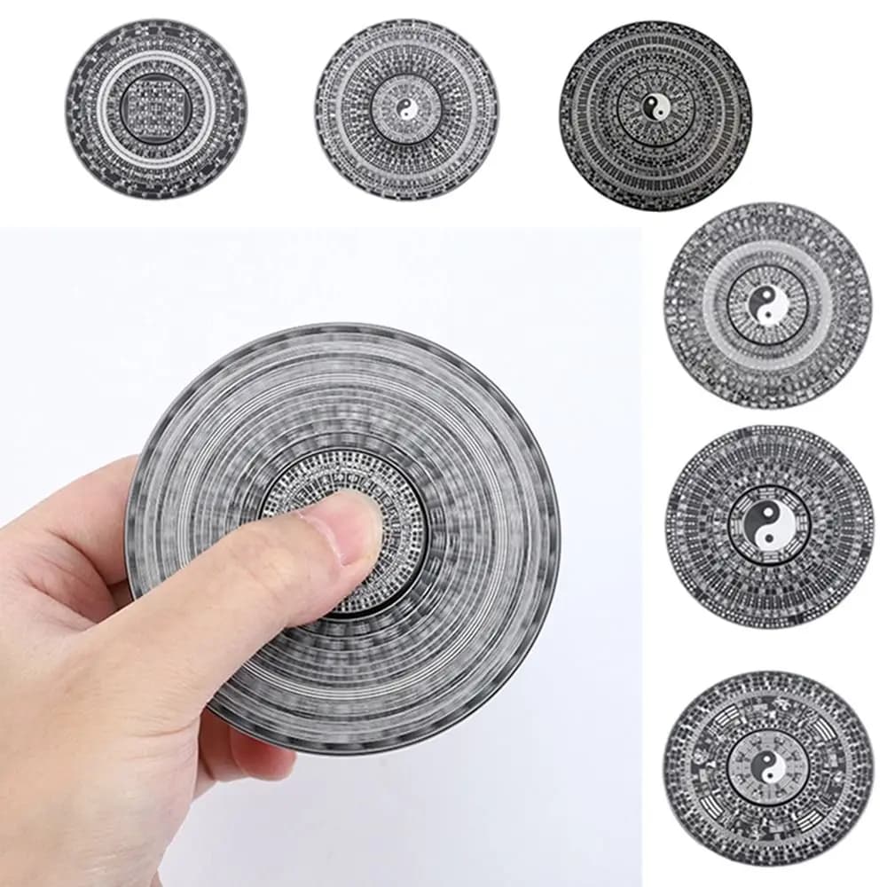 Spinner da Dito Portatile per Tai Chi con Motivo Bagua, Stile Cinese, Regalo Antistress Rotante
