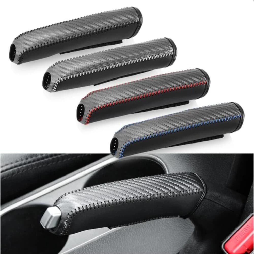 PU Leather Hand Bra Covers Carbon Fiber Style, Protective Sleeve Anti-slip for Drive Brake, Interior Car Accessories