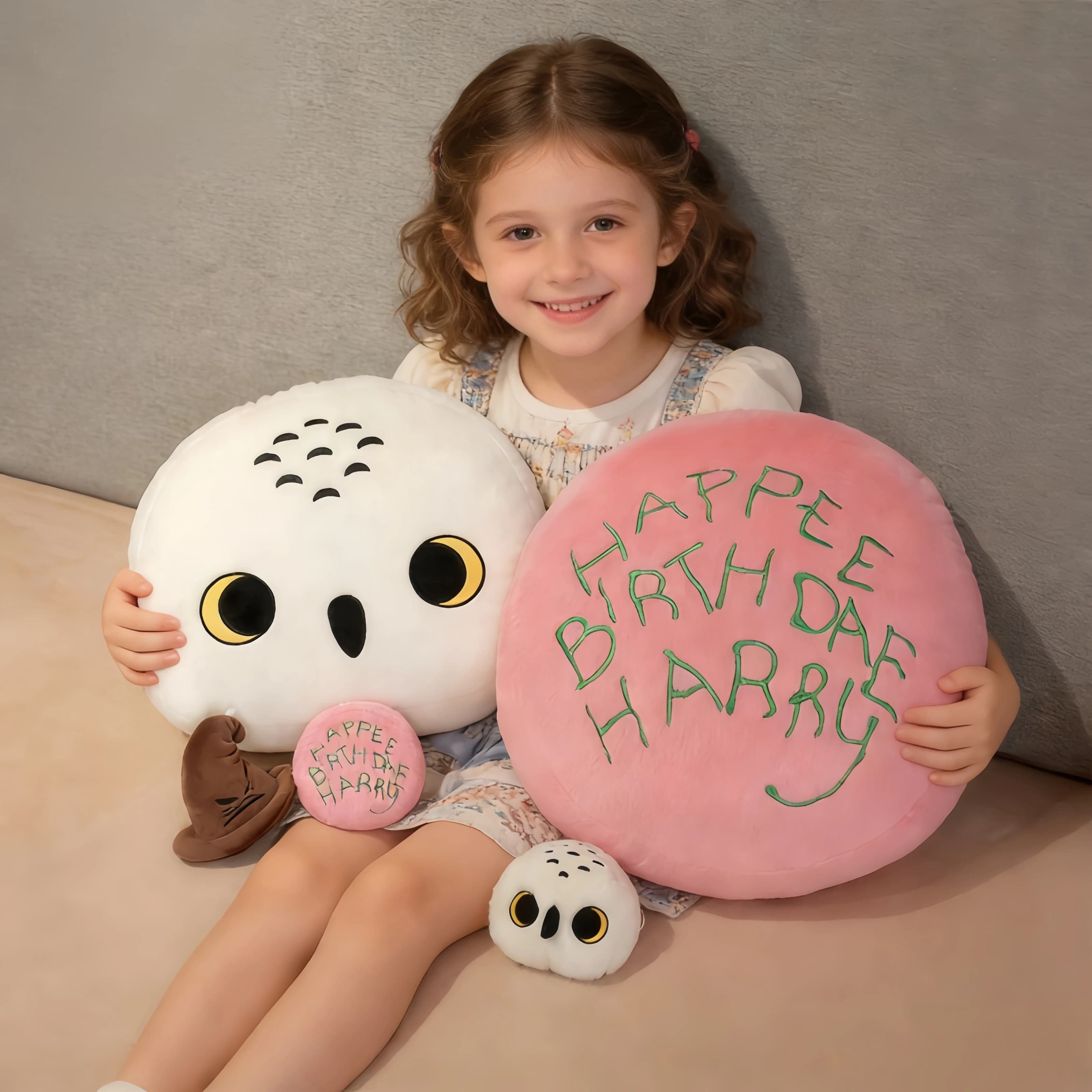 Adorabile Bambola Peluche Gufo di Harry Potter con Cappello da Mago e Sciarpa Morbida, Cuscino Anime, Decorazione per la Stanza, Regalo di Compleanno