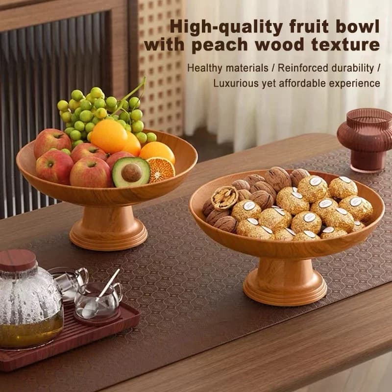 Piatto per Frutta in Stile Nordico con Effetto Legno, Vassoio Staccabile per Caramelle e Snack, Piatto in Plastica per Frutta Secca, Contenitore da Tavolo per la Casa