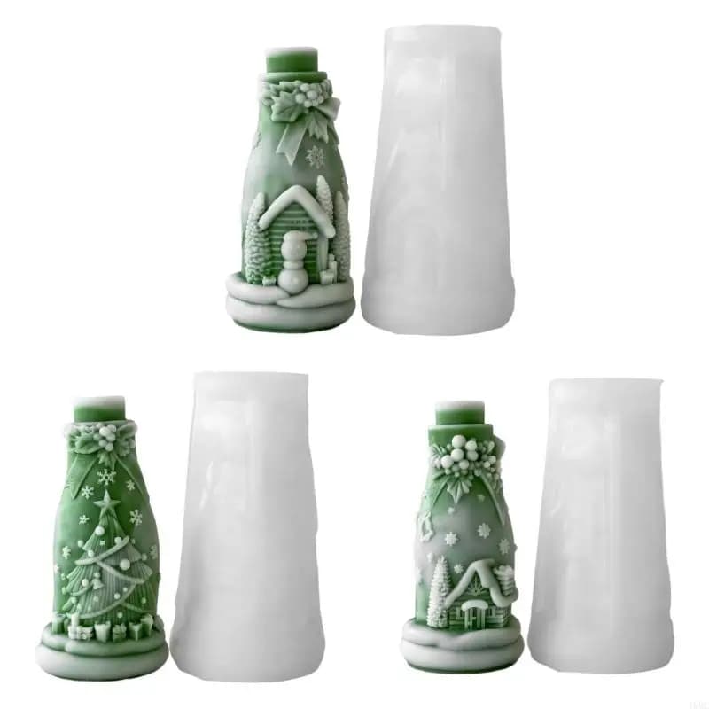 Christmas Embossed Bottle Silicone Mold For Epoxy Resin Making Soap Chocolate Christmas Home Decoration J0MC