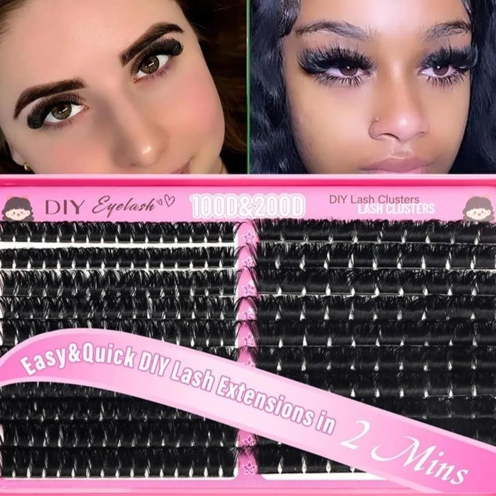 High Simulation False Eyelashes Segmented Design 100D+200D Density Eyelash Extension 12-20mm Length Fluffy Eyelash Extension