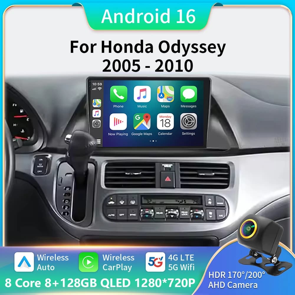 Android 16 Per Honda Odyssey 2005 - 2010 Autoradio Lettore Multimediale di Navigazione Stereo DSP Carplay 5G WIFI BT Android DVD