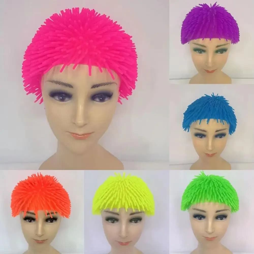 Long Hair Design Funny Swimming Cap High Elastic Keep Hair Dry Sea Urchin Hat Sea Urchin Shape Flexible Spikey Wig Cap