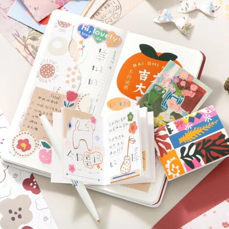 64 Sheets Retro Inspired Art Background Paper for Journal Planner Notebook Diary Photo Album and Handmade Bookmarks