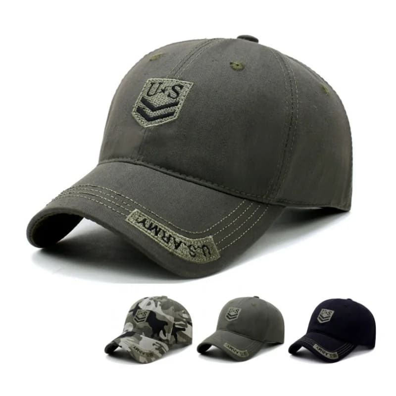 Men's Embroidered Sports Golf Baseball Cap with American Letter, Hiking, Cycling, Running, Outdoor Hunting Hat, Jungle Sun Hats, Solar Protection for Trucker