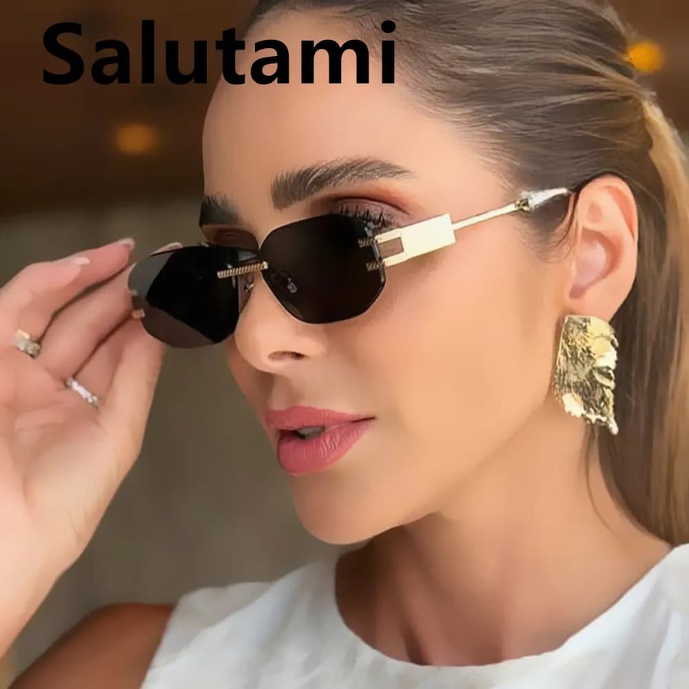 taglio senza montatura poligono piccoli occhiali da sole quadrati per donna uomo nuova lega di moda occhiali da sole hip hop signore sfumature uv400