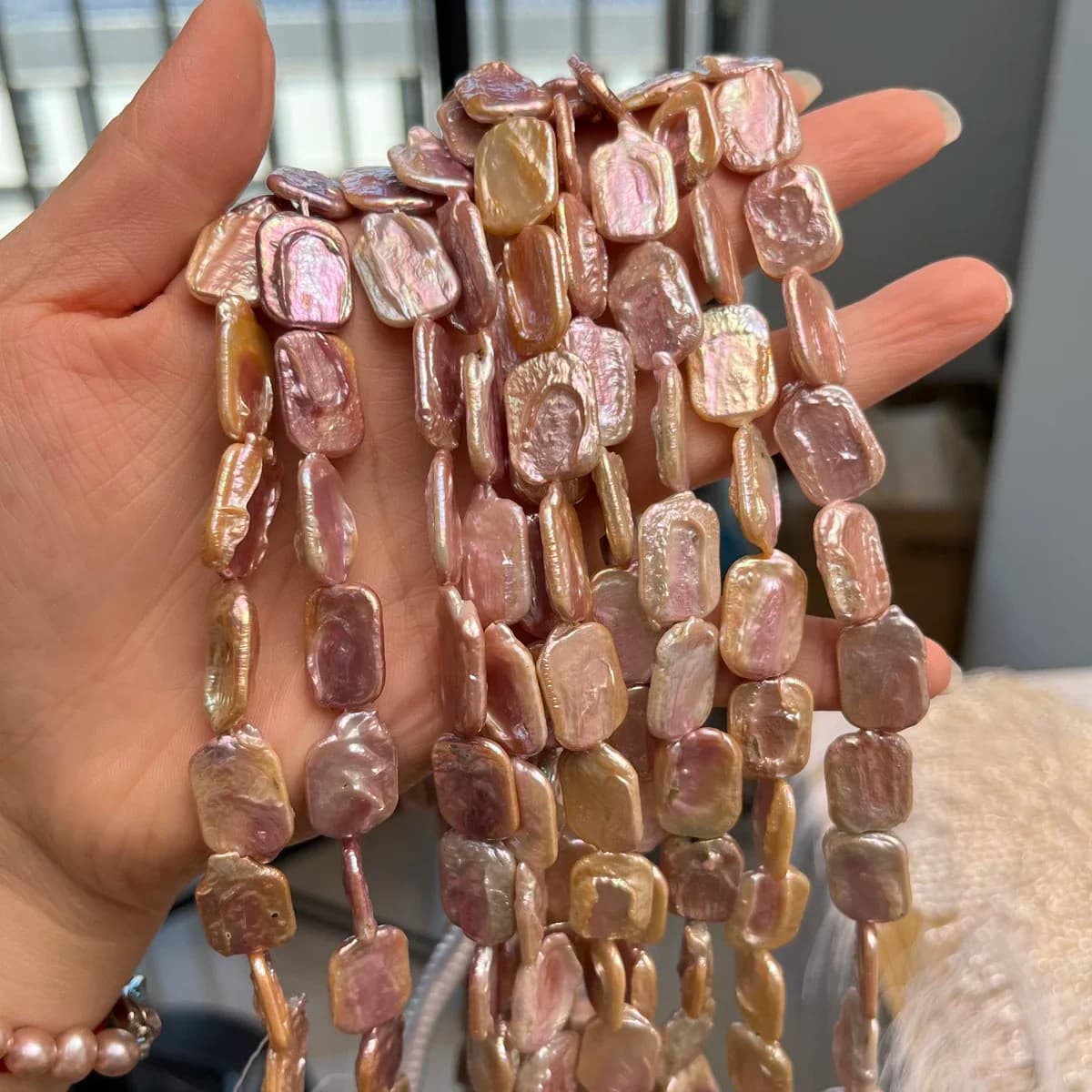 12x15mmAAA Perla barocca quadrata viola d'acqua dolce naturale Perline Gioielli Crea regalo Collana fai da te Bracciale Accessori Matrimonio Donna
