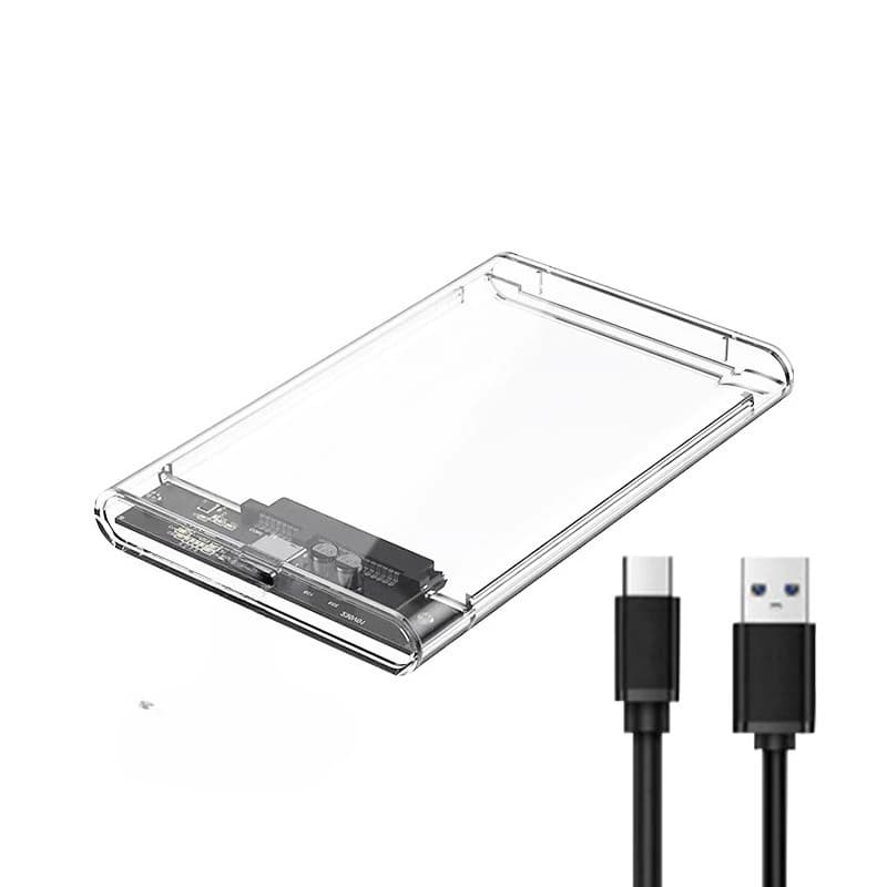 2.5'' External Hard Drive Enclosure, 6Gbps USB C 3.1 Gen 2 to SATA 3 Tool-Free Clear External Hard Drive Case For 9.5mm SSD HDD