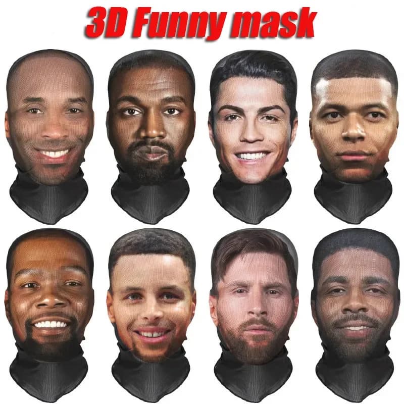Interessante maschera 3D stampata senza cuciture Ronaldo Kanye cappello maschera facciale cosplay puntelli cosplay per feste a pieno facciale