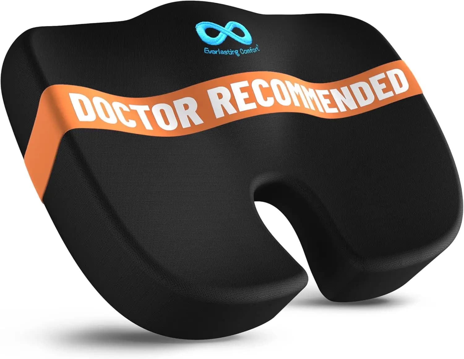 Cuscino in Memory Foam per Sedie da Ufficio e Auto - Supporto Ergonomico per Alleviare il Dolore al Coccige e la Sciatica (Grande, Nero)
