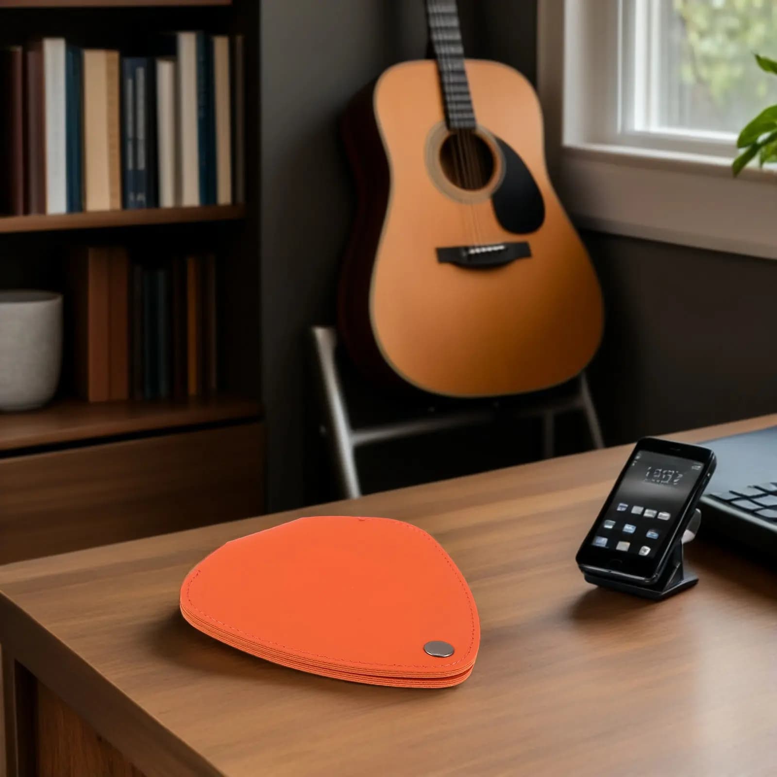 2Pcs Portable Guitar Pick Holder Vibrant Color Quick Switch Design PU Plectrum Pouch Multislot Organizer Guitar Picks Storage