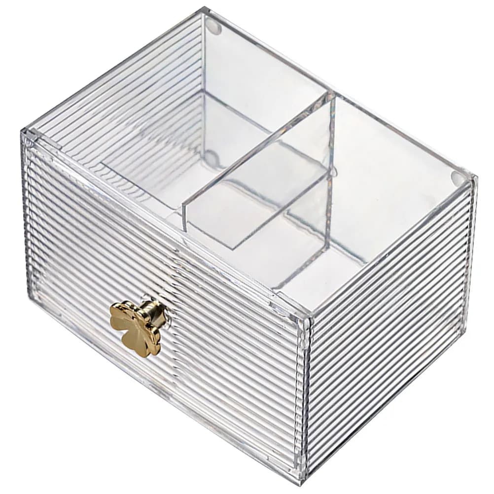 Set of 2 Transparent Cosmetic Organizers with Covers, Multi-Spart Containers for Cotton Sticks, Drawings, Brushes, for Toelet and Travel