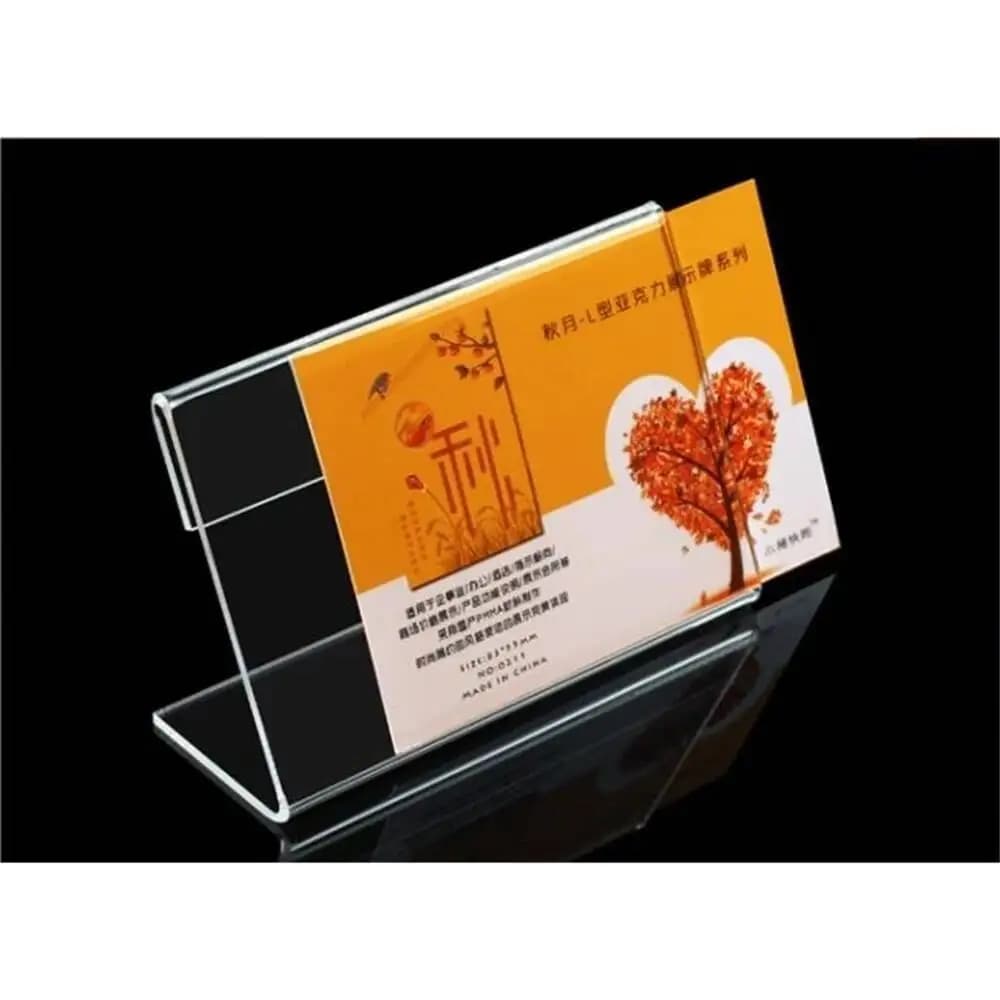 9x6 cm 8x5 cm 20 pezzi a forma di L acrilico cartello da tavolo cartellino del prezzo etichetta display carta promozione porta carte etichetta da scrivania porta carte