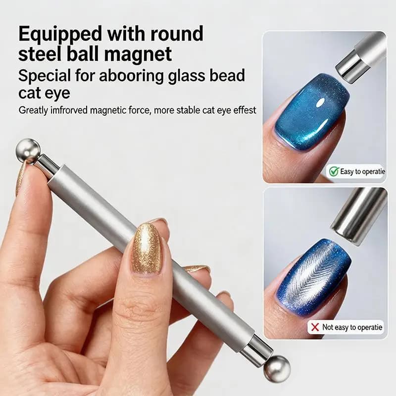 Circular Cat Eye Magnet Ring With Handle Nail Tools Hollow Cat Eye Effect Strong Magnetic Ring For Gel Nail Polish DIY