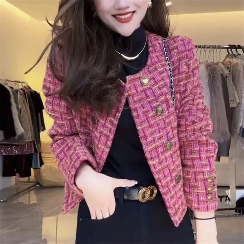 2025 New Spring Autumn Socialite French colored Small fragrant style Coat Women's Design sense Temperament Versatile Short Top