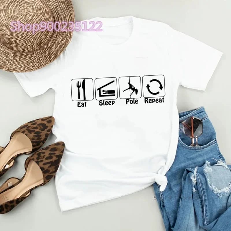 Just Pole It T-shirt da donna T-shirt con lettera stampata Manica corta da donna Moda Pole Dance Top Streetwear T-shirt unicorno carino