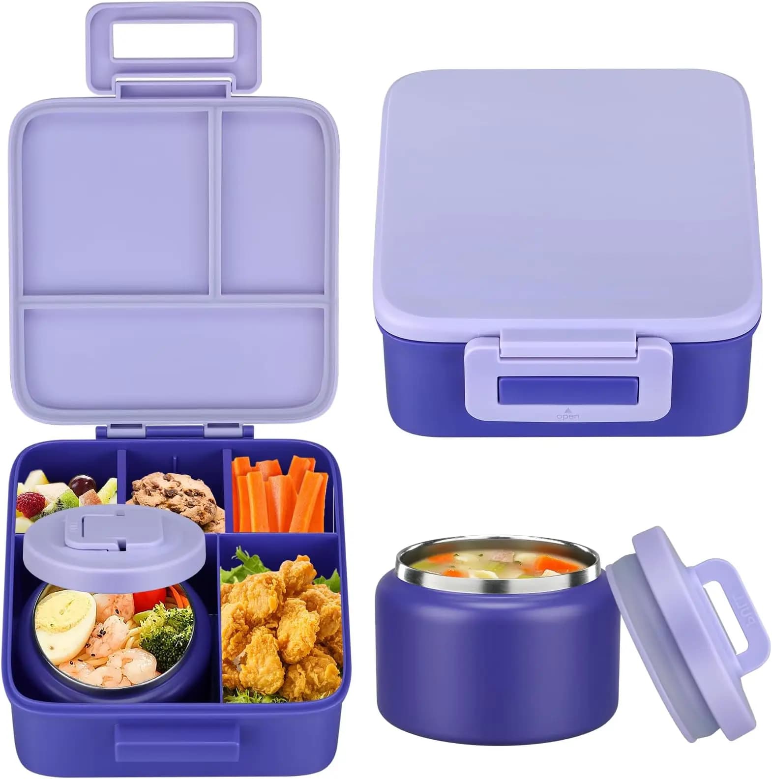 1 set Bento Lunch Box per bambini con barattolo per alimenti sottovuoto isolato da 8 once, contenitori per alimenti per la scuola, microware e lavabili in lavastoviglie