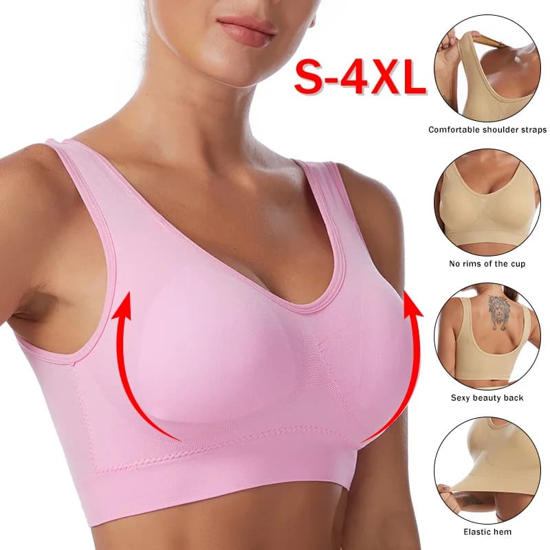 Reggiseno donna Sexy Plus Size reggiseno traspirante senza cuciture senza ferretto intimo Bralette confortevole reggiseno imbottito attivo Crop Top