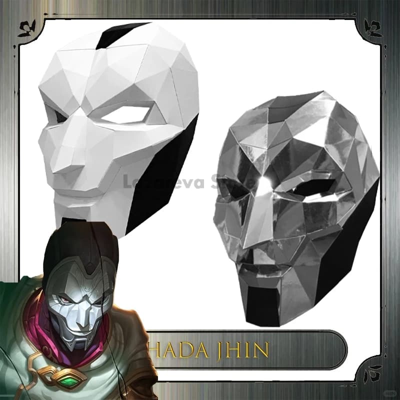 LAZAREVA STORE BKhada Jhin Oni Mask DIY Card Halloween party Adult Horror Male Mask Cosplay Material Package Costume Nofinito