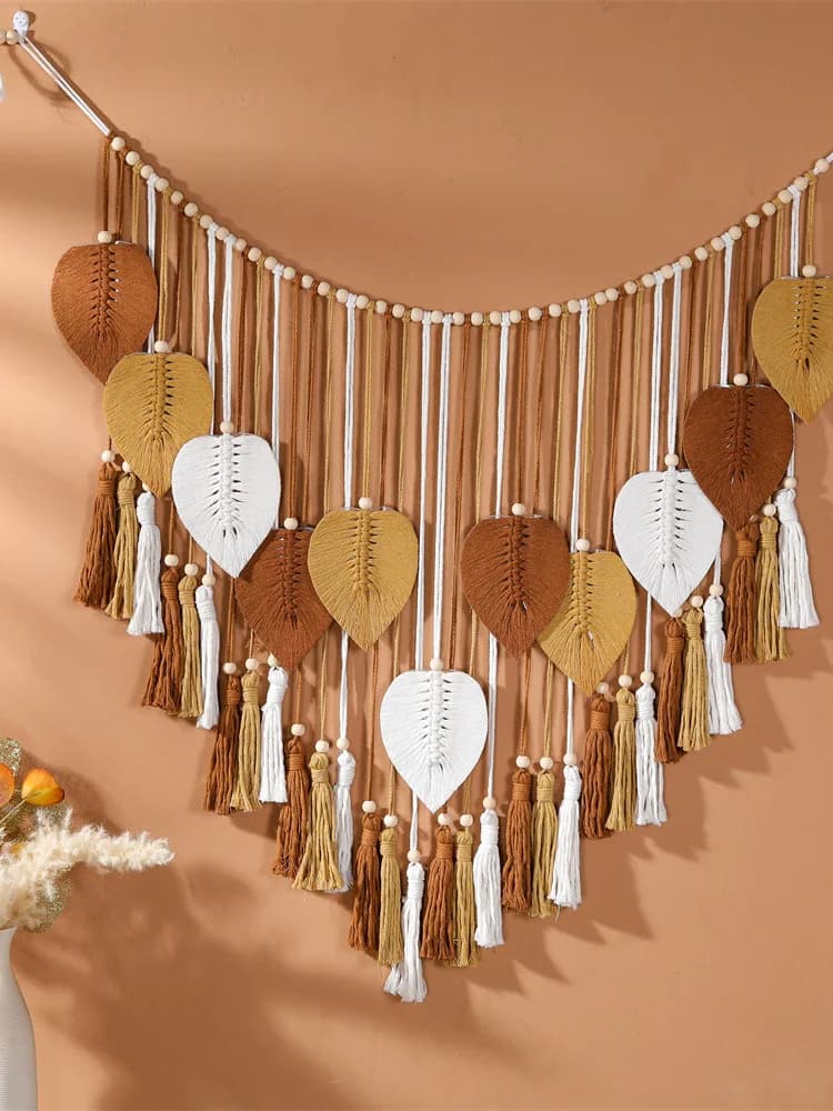 Nordic Style Handwoven Dream Catcher Tassel Tapestry Wall Decor Bedroom Background Wall Decor Multi-Functional Rectangle Shape
