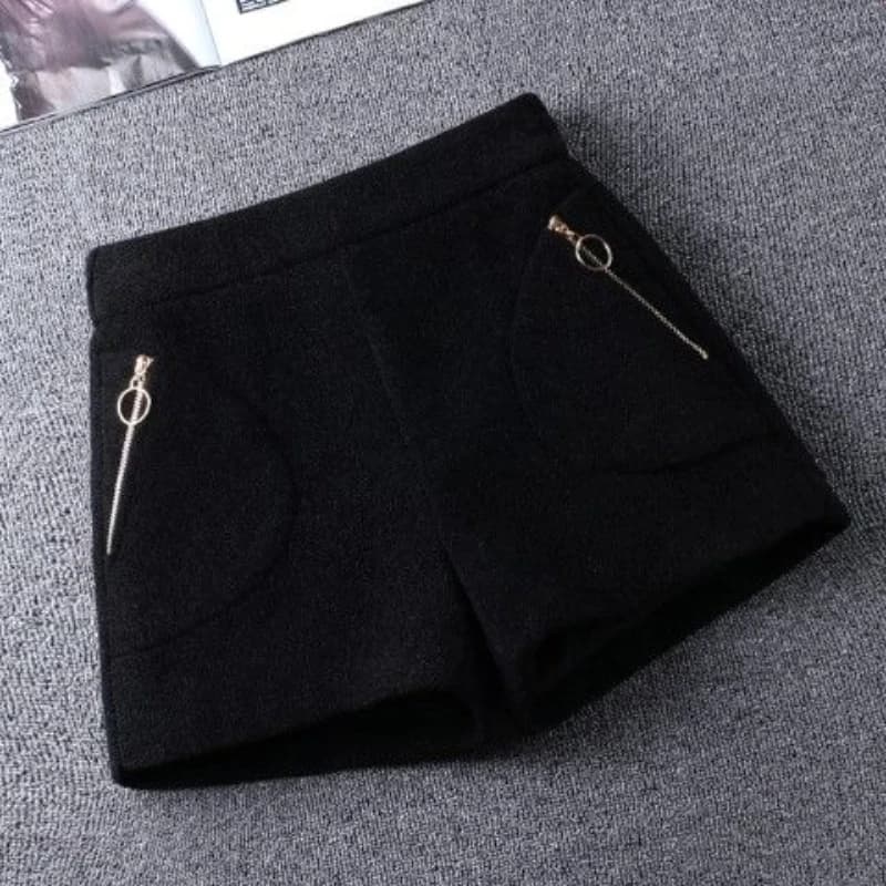 Vintage Eyebrow Patchwork Shorts Autumn Winter Casual Street Shorts for Young Solids Fashionable Office Women's Clothing