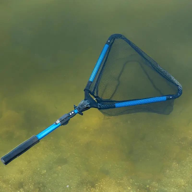 Rete da pesca pieghevole Rete di cattura e rilascio Rete da pesca con manico in lega di alluminio Strumento da pesca per acqua salata e acqua dolce