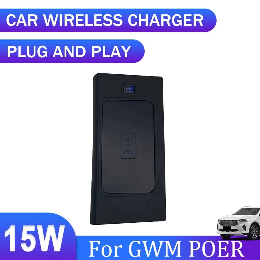 Nuovo! Caricabatterie wireless QI per auto da 15 W per GWM POER 2021 2022 2023 Accessori Interni speciali per telefono cellulare Pannello piastra di ricarica rapida