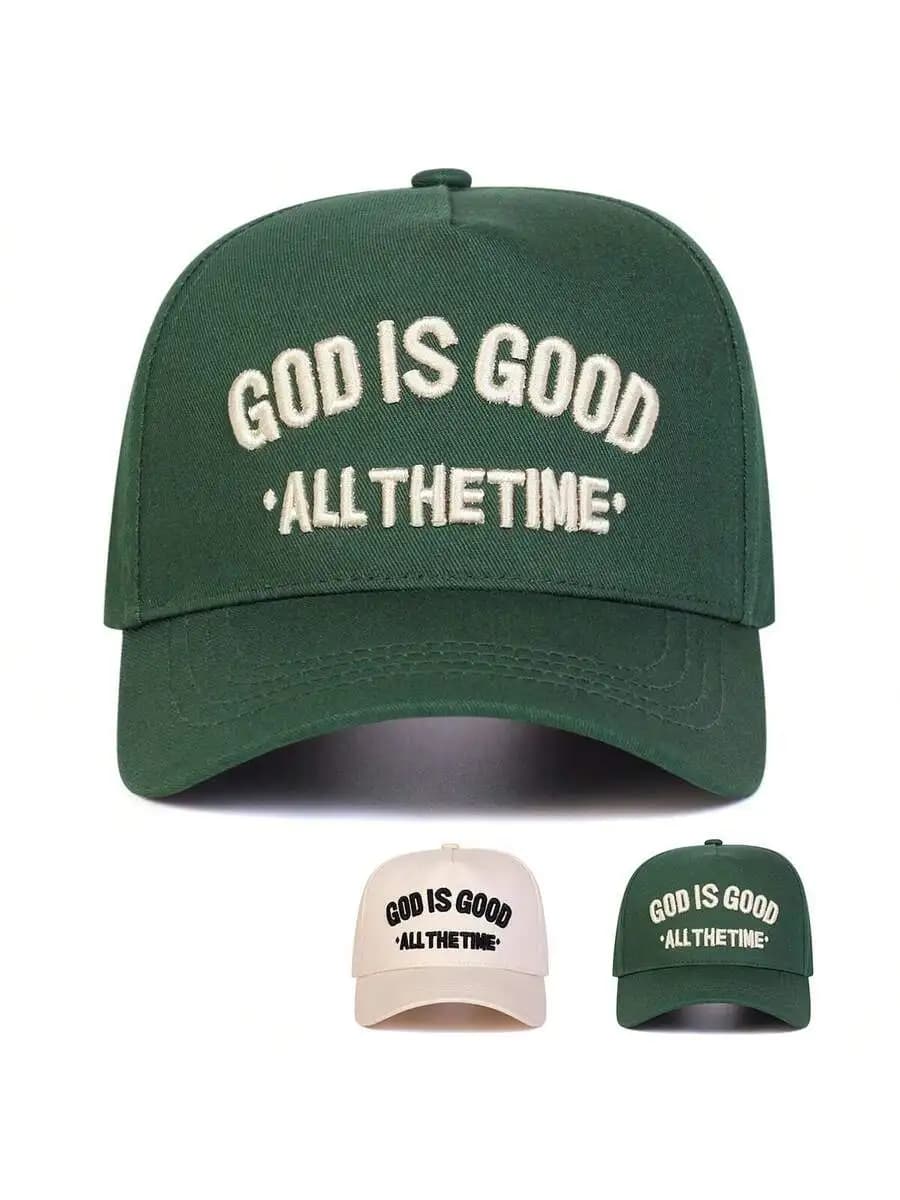 Cappellino da baseball ricamato con la scritta God Is Good All The Time, regolabile, per protezione solare all'aperto, cappello casual