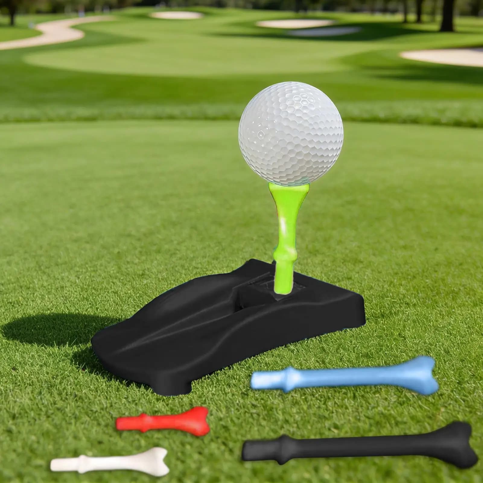 Supporto per Base di Tee da Golf con 5 Tee Pretagliati, Base per Tee da Golf per Campo Pratica, Tappetino da Allenamento, Gioco all'Aperto