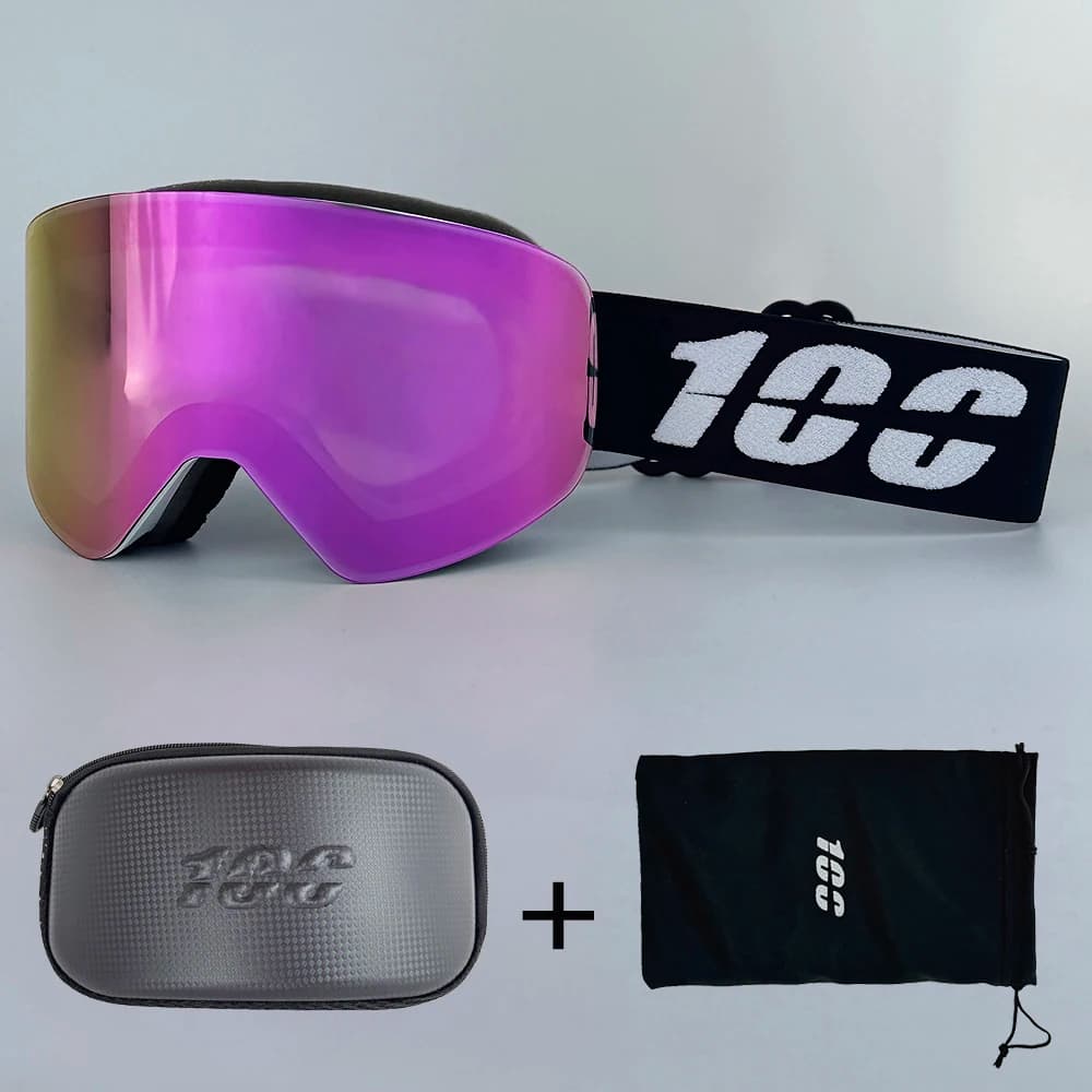 100 Winter Professional Men Women Ski Goggles Set Magnetic Quick-Change Double Layers Anti-Fog Snowboard Goggles Adults