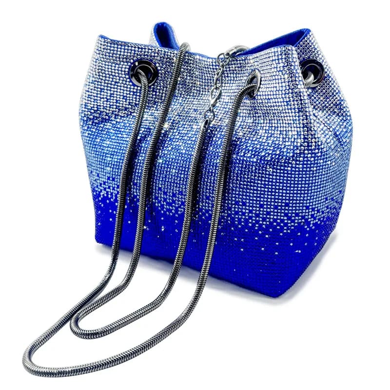 Borsa da sera in cristallo da donna colorata Borse a tracolla con strass da donna Borse a tracolla da donna con diamanti a catena lunga di lusso