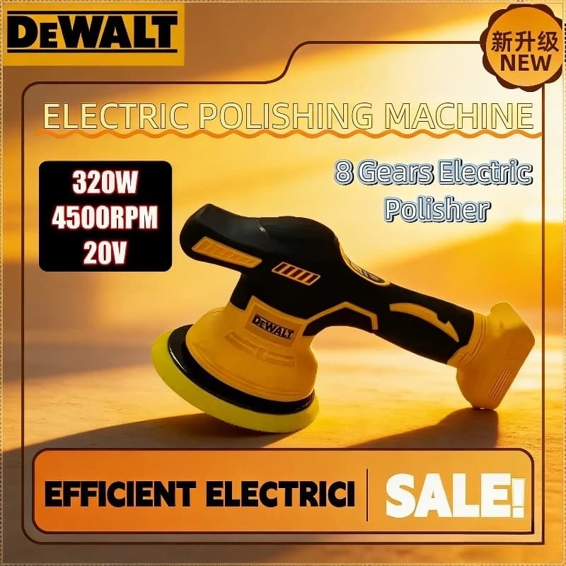 Lucidatrice per Auto Dewalt a 8 Velocità con Display Digitale, Lucidatrice Elettrica Senza Fili per Ceratura e Lucidatura Auto, Compatibile con Batteria Dewalt 18V