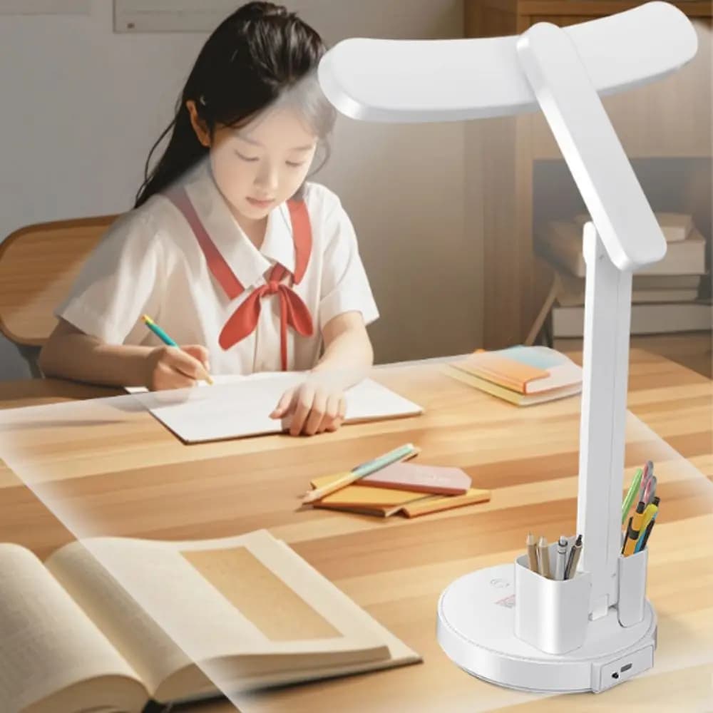 Lampada da scrivania a LED dimmerabile a 3 livelli Lampada da tavolo pieghevole con protezione per gli occhi Lampada da tavolo con interruttore tattile di colore bianco Luce notturna Lettura da studio