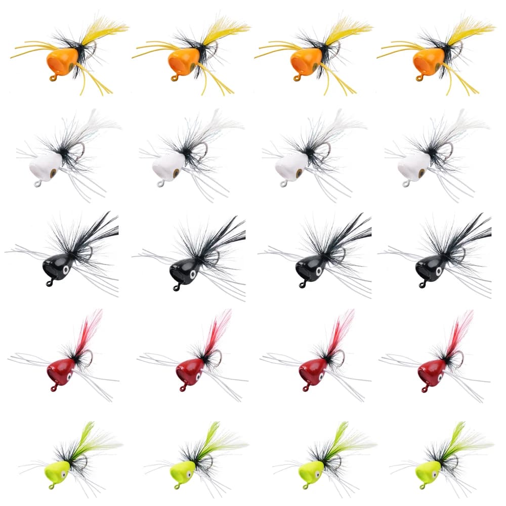 5 pezzi schiuma esche da pesca a mosca popper topwater galleggianti mosche secche insetti esca streamer artificiale per spigola trota pesce sole pesce salmone
