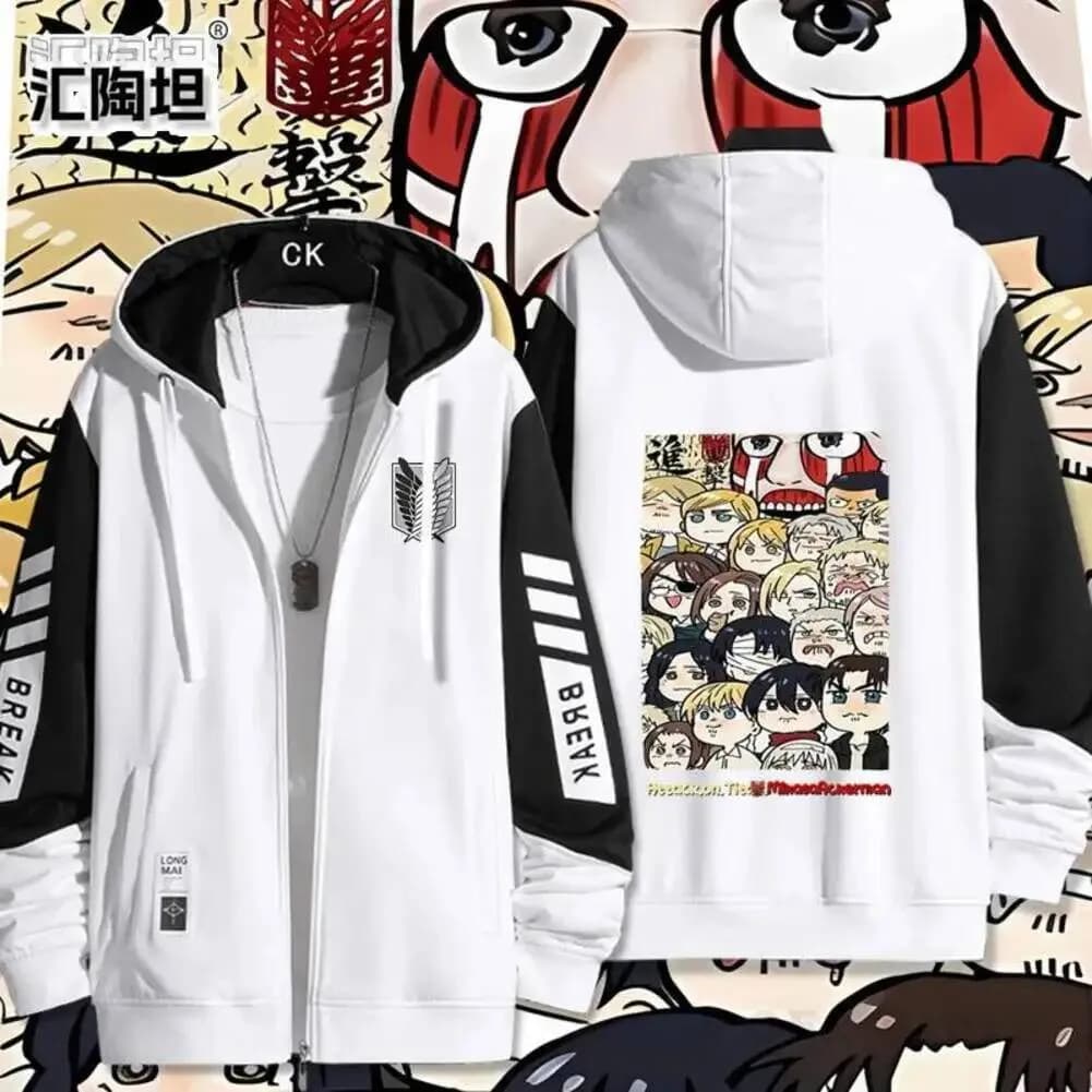 Ackerman Levi Mikasa·Ackerman Eren Jaeger Jacket with hood and printed long sleeve zip, fashionable costume for men and women