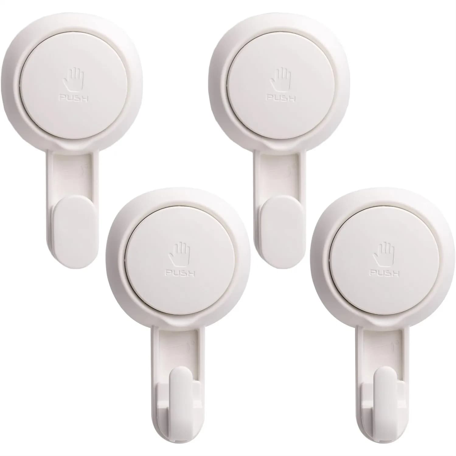 Ganci doccia a ventosa (confezione da 4), appendiabiti da parete per bagno senza danni, ganci per asciugamani a ventosa resistenti con installazione facile