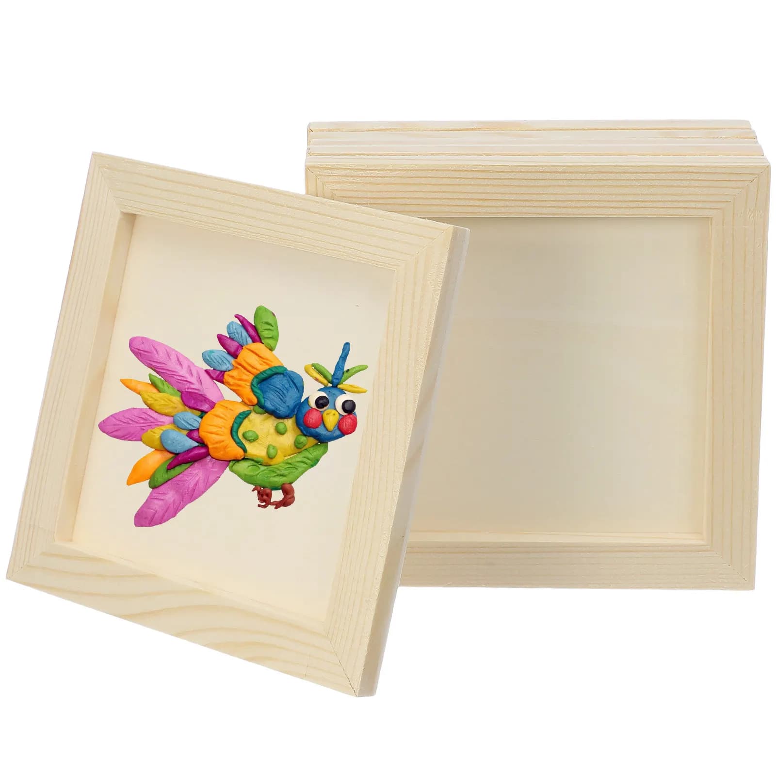 Set di 6 Cornici in Legno Grezzo per Bambini, Decorazione Creativa con Argilla, per Casa, Soggiorno, Camera da Letto, Texture Naturale del Legno