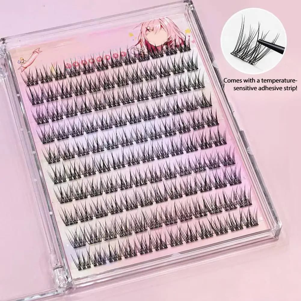 Fake fish tail eyelashes without glue Fake natural eyelashes Manga Extension for fake makeup Korean Eyelashes light comfortable and segmented DIY E3O8