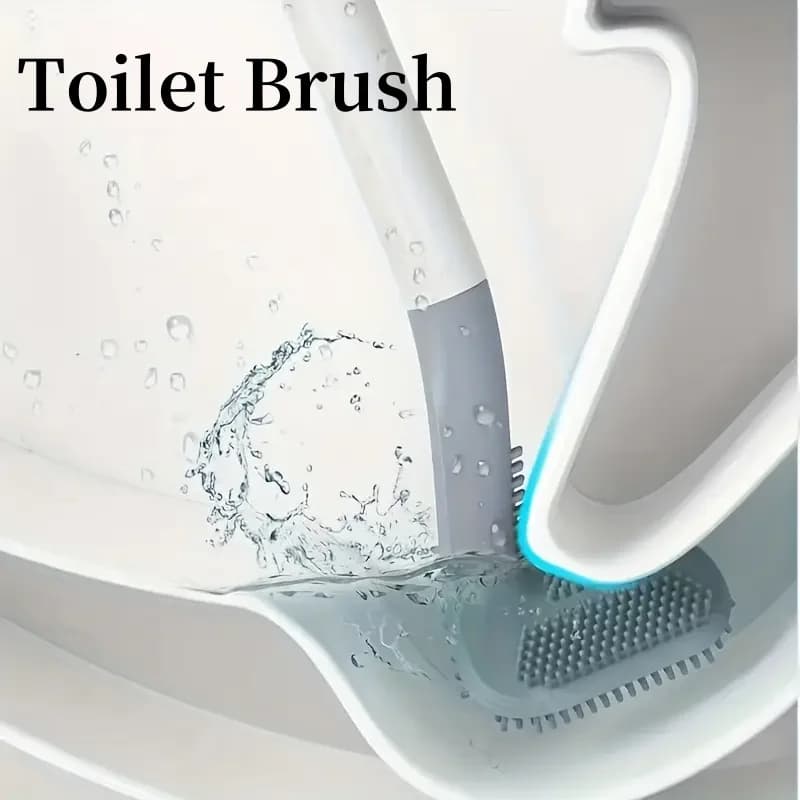 Scopino flessibile in silicone da 1 pezzo con manico lungo e rotazione di 360 gradi - Bagno facile da pulire con design a parete
