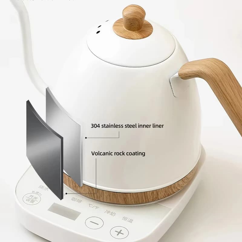 Bollitore elettrico in acciaio inossidabile da 0,8 litri Teiera per caffè a collo di cigno con bocca snella Pentola per birra d'acqua da 1000 W