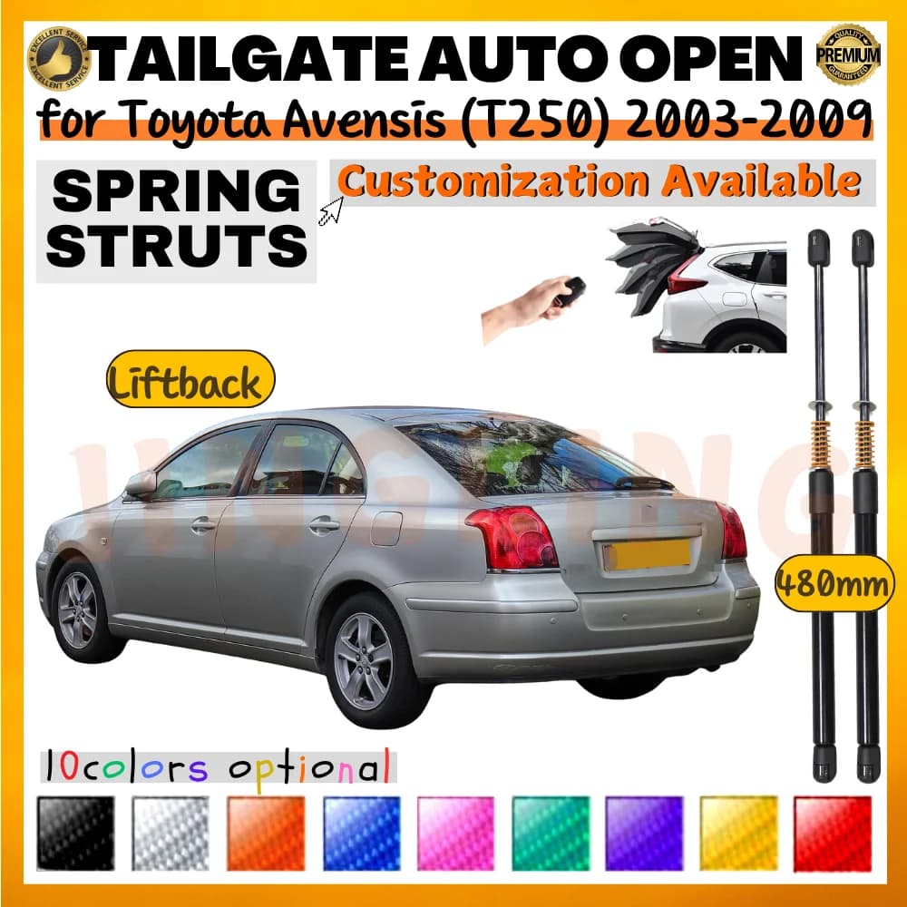 Qtà(2) Ammortizzatori per bagagliaio con molla per Toyota Avensis T250 Liftback 2003-2009 480MM Portellone posteriore Boot Ascensore Supporto Ammortizzatori
