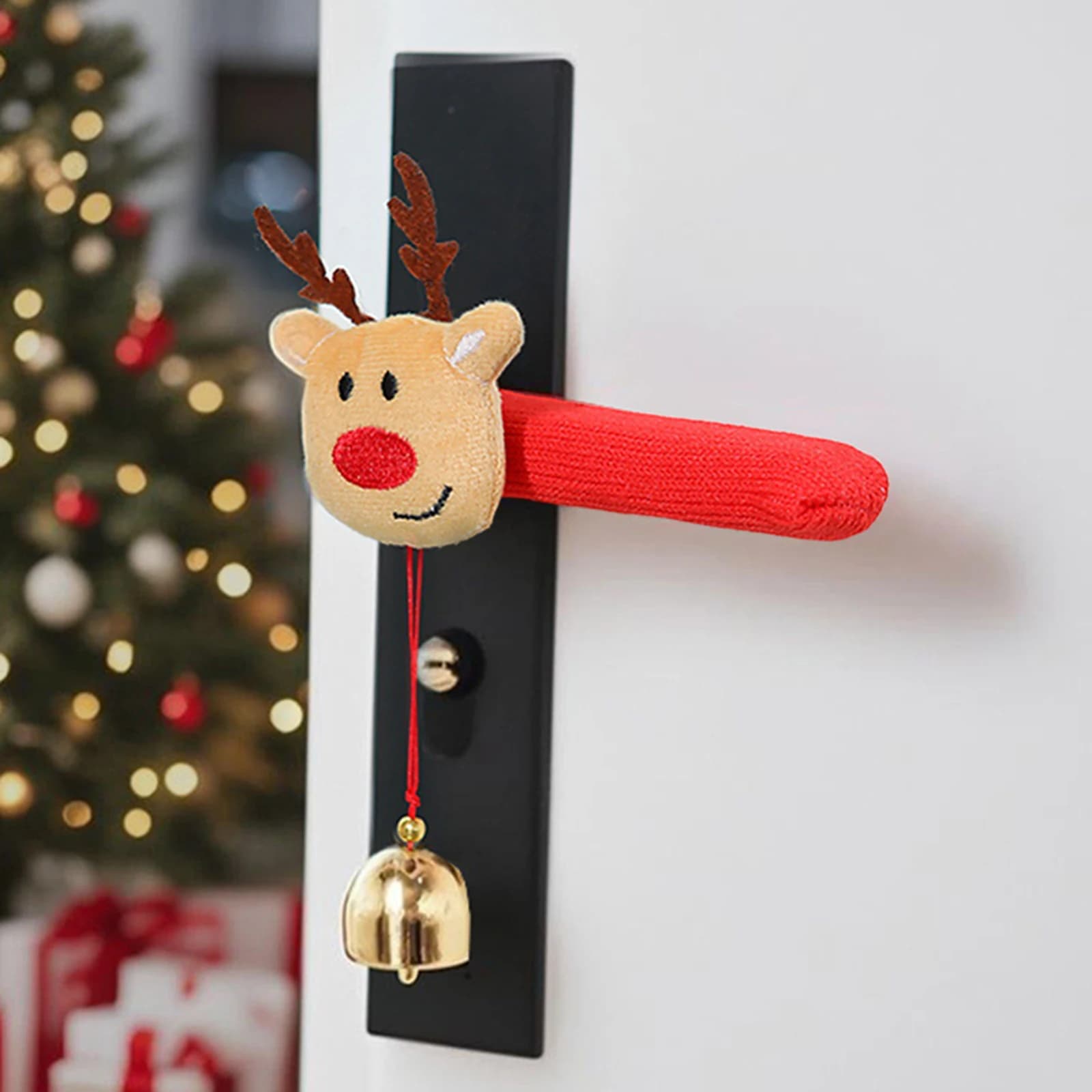2026 Capodanno Maniglia della porta Copertura Natale Babbo Natale Calza Maniglia della porta con campana appesa Decorazioni per la casa Forniture per bomboniere