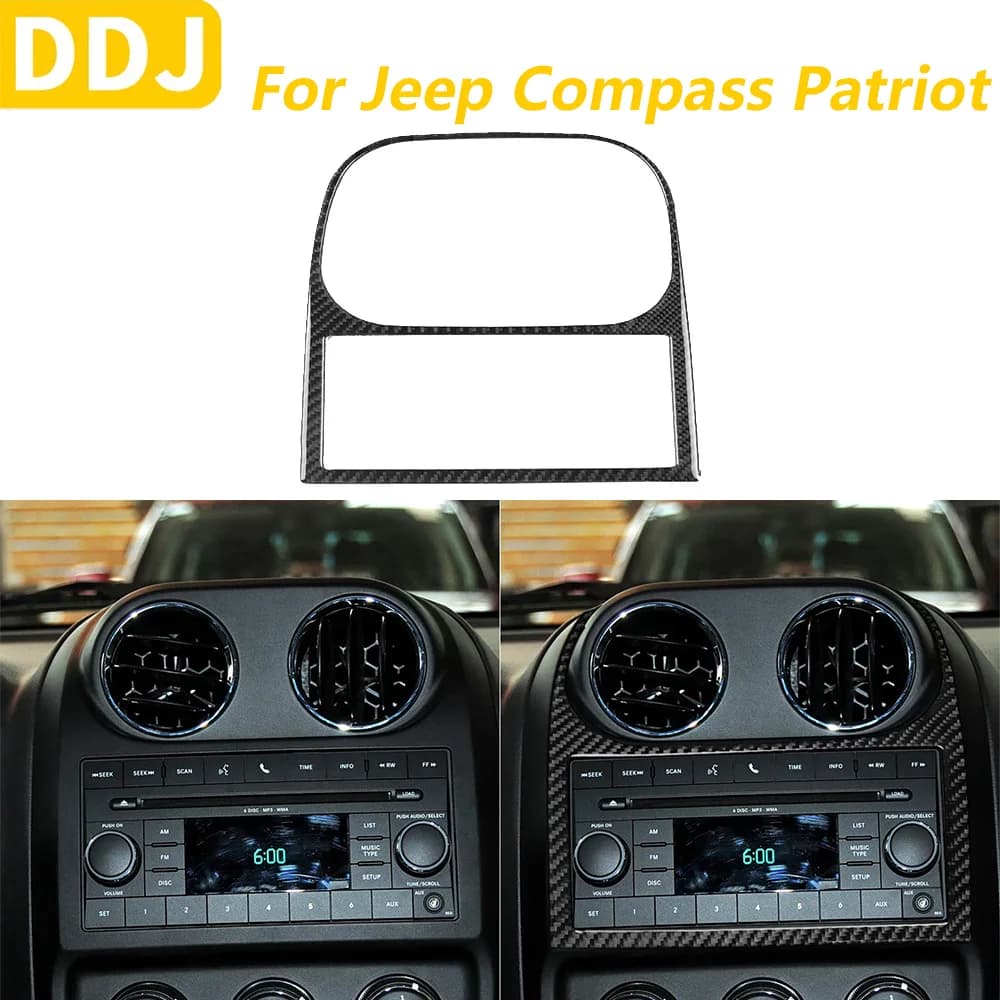 For Jeep Compass Patriot 2009-2017 Central carbon fiber console Radio CD Air output Vent Cover frame Trim Car accessories Wall decal