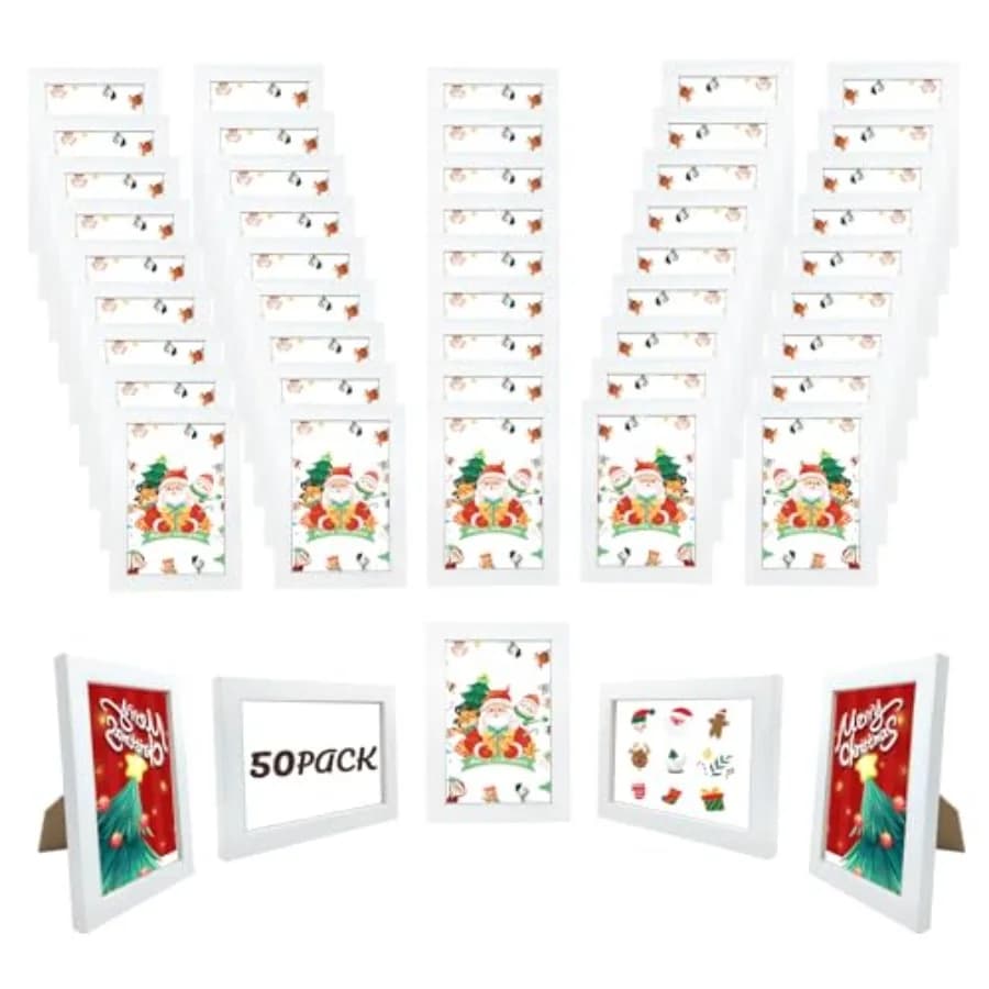 Set of 50 Picture Frame Bulk Photo Frames Wall Mounting Simple Photo Frames Multi Picture Frames for Wall or Tabletop Fits 4"x6