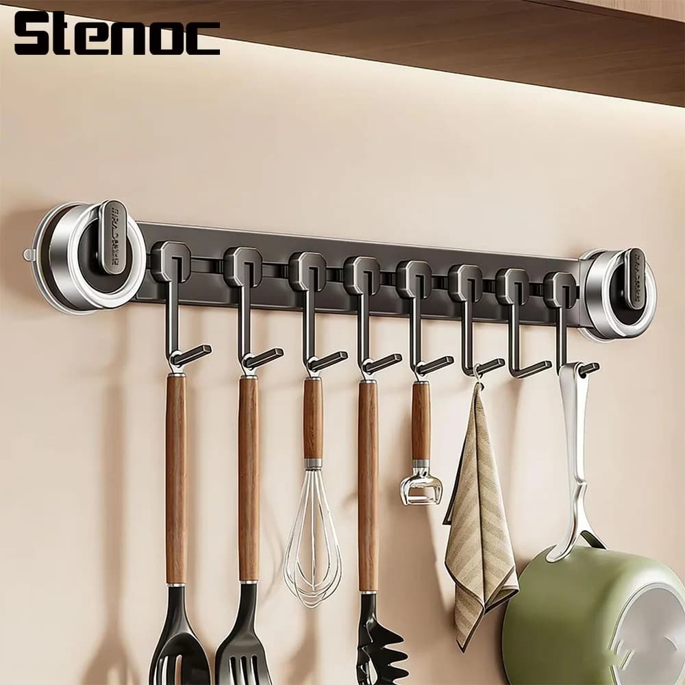 Gancio a ventosa in alluminio per cucina, appendioggetti da parete rimovibile salvaspazio, portaoggetti per cucina