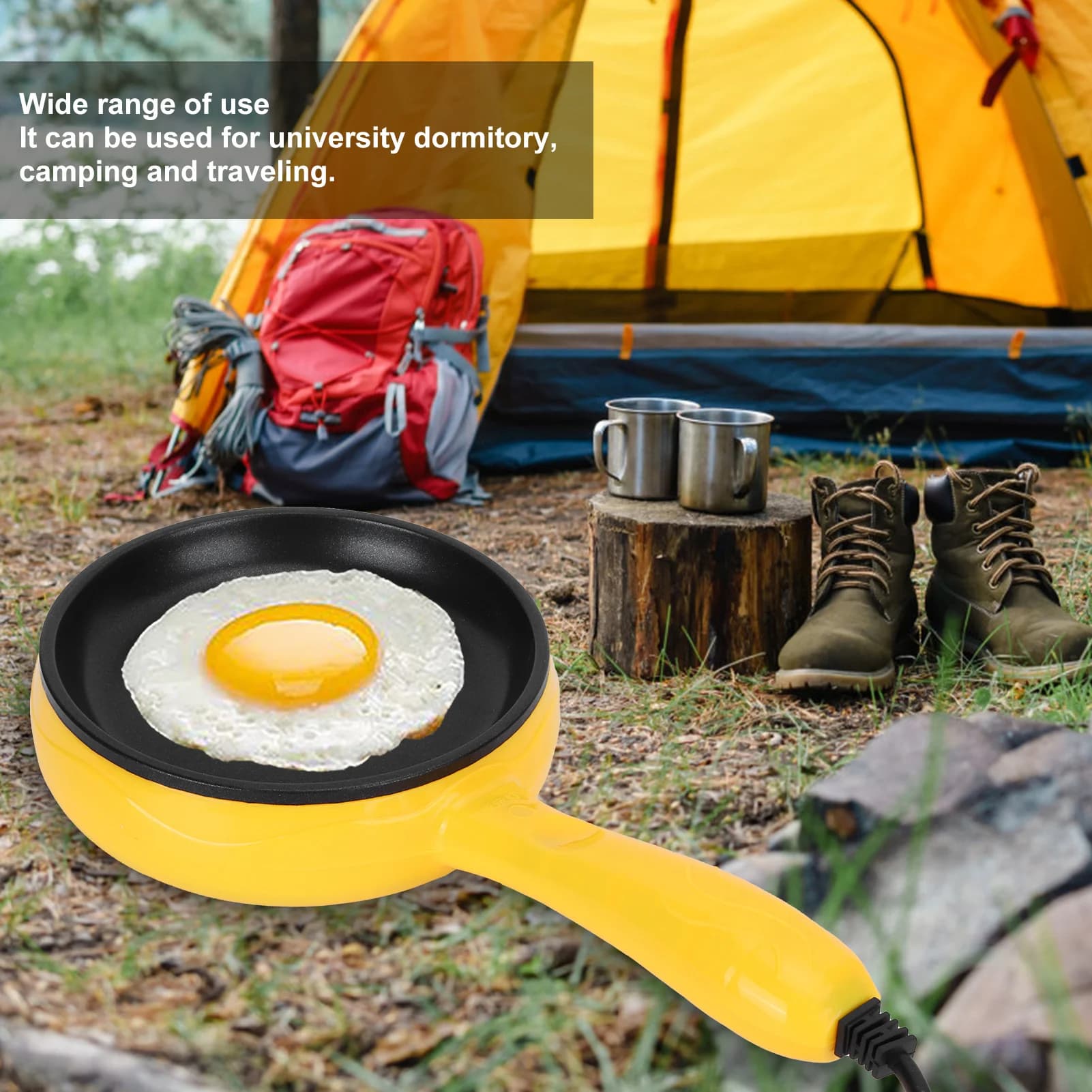Mini padella elettrica antiaderente da 350W per bistecche, pancake e uova, con spatola in legno inclusa
